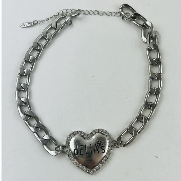 Dolls Kill Delia's Necklace Silver Tone Heavy Cuban Link 90's Y2K Retro Choker R - Picture 12 of 12